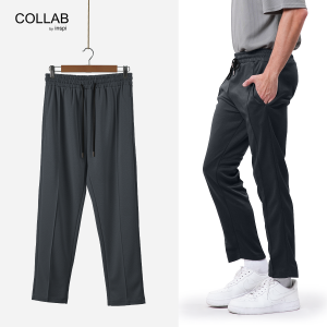 COLLAB by Inspi Pleated Trouser Pants For Men and Women with Pockets Stretchable Jogger Pantalon Collection Menswear Straight Cut Pant