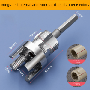 ANAMA Internal/External Thread Pvc Pipe Threader Kit 4/6 Points Fast Thread Tap Durable Pipe Threader Pipe Waterpipe Tapping Tool