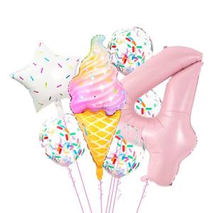 Paket Balon ICE CREAM Angka A  / Dekorasi Ulang Tahun Es Krim