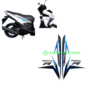 STIKER STRIPING LIS LES BODY MOTOR VARIO TECHNO 125 FI 2016 ISS WARNA PUTIH-BIRU STANDAR