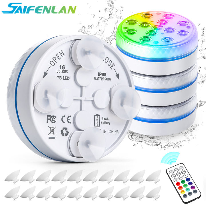 1 8 Light 1 Controller 7.0CM Updated Submersible LED Lights with Remote ...