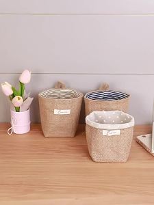 Japanese-style cotton and linen storage bag wall-mounted dormitory storage fabric hanging pouch small hanging pocket for organizing miscellaneous items