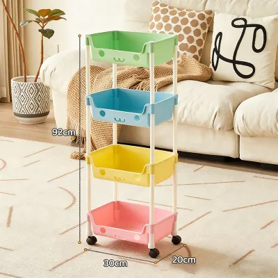 MultiPurpose Trolley Storage Racks With Wheels Plastic Storage Rack Easy Assemble Trolley Shelf Rak For Living Room Organizer 手推车/可移动柜子