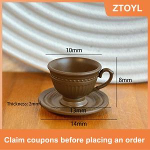 【ZTOYL】 2pcs nhỏ sang trọng pháp cốc cà phê Tấm đặt đồ chơi Dollhouse đồ nội thất nhỏ mô hình tự làm phụ kiện thu nhỏ cảnh trang trí