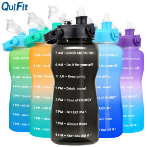 QuiFit 2L 64OZ Gallon Chai Nước Miệng Rộng Với Khóa Flip-Flop Nắp Và Rơm Không Chứa BPA Tumbler LeakProof Bền Ấm Đun Nước Thể Dục Ngoài Trời Phòng Tập Thể Dục Tritan Chai
