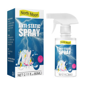 North Moon Anti Static Spray Reduces Static Elecricity On Clothes Antistatic Chemicals Spray Household Home Lasting Anti-Sticking Wrinkle Remover Sprays For Furniture Laundry Car Wardrobe Winter Essential