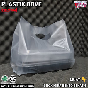 Plastik Bento 4 Sekat isi 50 Kantong Dove muat Box Nasi 18x18 + Dus Snack Ultah Syukuran Ulang Tahun