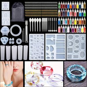 RGFV Clear Epoxy Resin Epoxy Resin Mold Kits Glitter Power Set Bear Casting Mold Jewelry Casting Mould Kit Starter Kit 1:1 Ratio Silicone Epoxy Mold Set Jewelry Making