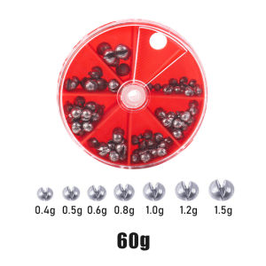 60/120G Fishing Weights Sinkers Split Shot Fishing Line Sinkers Kit Round Removable Lead Sinker Fishing Gear Including Fishing Weights Sinkers with Storage Box 5 Sizes Assortment Box Fishing Accessories