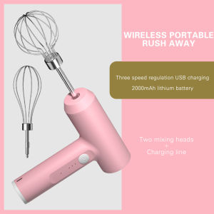 3speed electric handheld mixeregg beatermixinghand mixercookingbakingbreaddoughcakecreamkitchen equipment wireless USB rechargeable multi-function