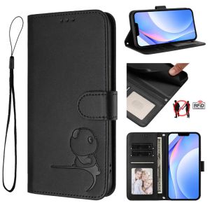 Dễ Thương động vật hoạt hình Nổi vỏ điện thoại ví lật Cho Iphone 18 Pro Max 17 Không Khí 16 15 14 13 đựng nhiều bằng da PU khe đựng thẻ Chân Đế Bìa Với khóa nam châm Chống Sốc Ốp bảo vệ Cho Cô Gái