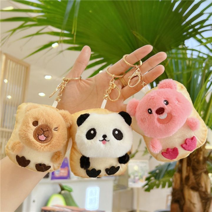 DWGFTO Toast Bread Plush Cartoon Key Ring Capybara Loopy Animal