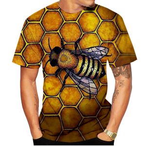 [Local Stock] VCC Funny 3D Bee Print T Shirt For Men Casual O-neck Short Sleeve Top Fashion Animal Pattern Oversized T-shirt Hip Hop Mens Clothes