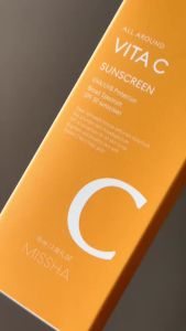 MISSHA All Around Vita C Sunscreen SPF 50/2.36 Fl Oz - Korean Sunscreen for Face with Vitamin C for Even Tone Lightweight Non-Sticky Sebum Control
