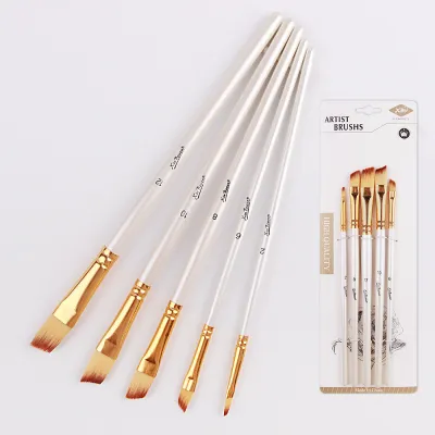 5ชิ้น/เซ็ตProfessionalไนล่อนสีชุดแปรงรอบวาดแปรงอะคริลิคDIYปากกาสีน้ำสำหรับศิลปินภาพวาด