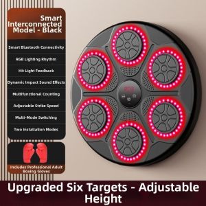 BLACKON Bluetooth Connection Smart Music Boxing Machine Wall Mounted Height Adjustable Boxing Electronic Target Sandbag 9 Speed Adjustment Reaction Training Equipment Adult/Children