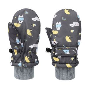 MINIMALUX Non-slip Children Ski Gloves Warm Waterproof Snow Gloves Cute Plush Thickened Kids Winter Mittens Snow Snowboard