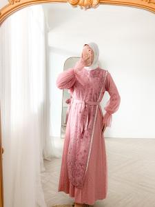 DRES DRESS TILE PEARL BRUKAT BEST SELLER / KAFTAN LEBARAN GAMIS BAJU HARI RAYA