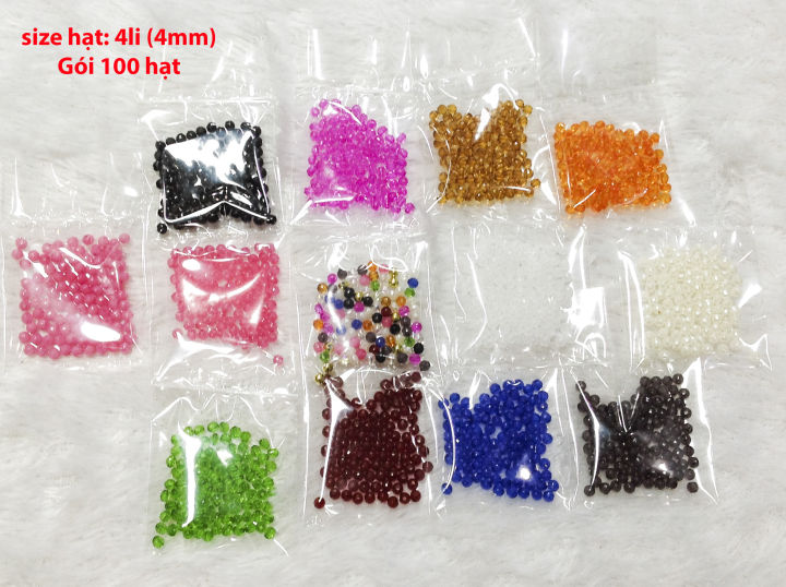100 hạt nhựa ancrylic pha lê góc 4mm cườm nhựa xỏ vòng tay trang trí thủ công