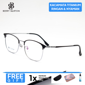 Berrybarton - Kacamata Segi Panjang Titanium Modern bisa Minus Photocromic Blueray 9103