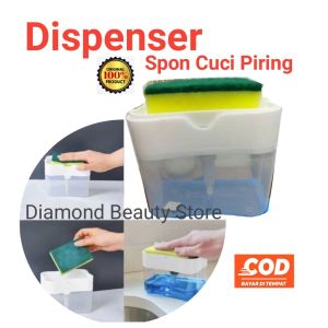 Dispenser sabun Cuci Piring 2in1 Pump Holder Spons Sink Spons Pump Tempat sabun Otomatis