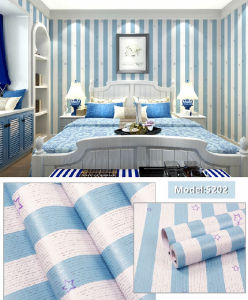 Wallpaper Dinding Sticker Motif Garis Bintang Biru