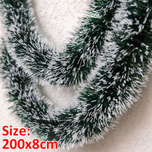 【Hibeautylife】200cm Christmas Decoration Ribbon Garland Madder Pull Flower Strips Xmas Tree Ornaments Green White Cane Tinsel Party Supplies