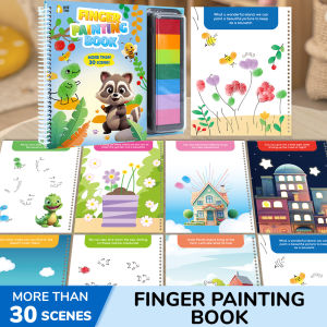 BEAR TALE Finger Painting Book for Kids 62 Scenes 7 Colors Non-toxic and Washable DIY Art Craft Coloring Book Paint Education for Aged 3+