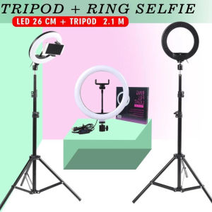 Ring Light 26cm + Tripod 2m - Lampu Makeup - Lampu Selfie - Lampu Vlog