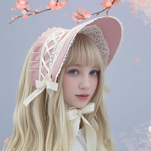 YOUSHI TOP Phong cách Pastorale Mũ Bonnet Lolita Ruffle Cung tên Mấn đội đầu thời Victoria Hội chợ Phục Hưng Thanh lịch Mũ ren Trang phục dự tiệc