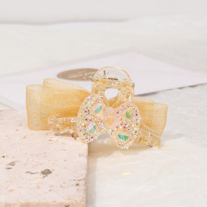 Double-sided Bow Small Hair Claws Mesh Rhinestone Elegant Side Bangs Hair Clip Princess Barrette for Ladies Hair Pin Headwear