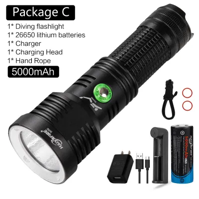 HaixnFire DV52 Scuba Diving Light XHP70 Super Bright 7000lm Underwater waterproof lamp Seashore diving flashlight LED lighting Searchlight