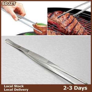 🔥🔥🔥SDJZT Silver Stainless Steel Long Food Tongs Straight Tweezers Kitchen Tool