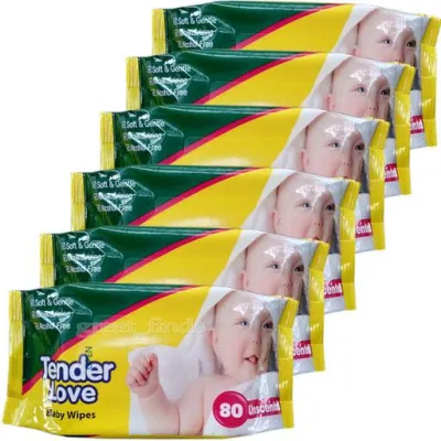 Set of 6 Tender Love Baby Wipes Unscented 80s