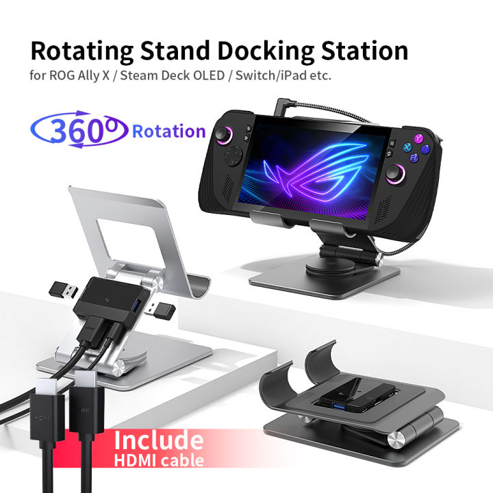 Infinite Rotation Dock For ROG Ally & Ally X Rotation Stand Docking Station for LEGION Go ...