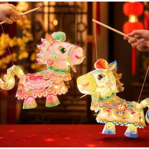 Lồng Đèn LED Ngựa & Lân Sư Tự Lắp Ráp DIY | Đồ Chơi Phát Sáng Rước Đèn Trung Thu PVC Cho Bé