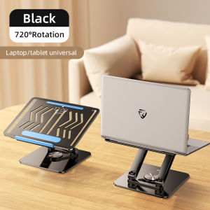 RTAKO 360°  2-LEVEL 3D ROTATING Laptop Stand for Dormitory Office Portable Vertical Desktop Height Adjustable Aluminum Alloy Base RS-CP84