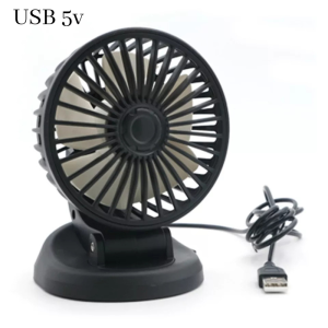 JK USB Car Fan Suction Cup Car Seat Back Double Head Car Fan 12/24V Universal Large Wind Two Speed Control USB Car Fan