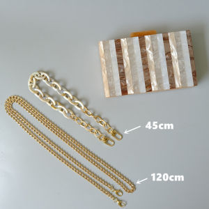 New Trendy Bag Fashion Women Handbag Beige Striped Acrylic Luxury Party Prom Evening Bag Woman Luxury Wedding Box Chain Clutch Purse