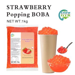 [BEST SELLER] Strawberry  Flavored Popping Boba 1kg - Premium Bubble Tea Topping with Real Fruit Juice