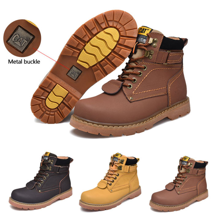 Caterpillar Men's Plain SoftToe Work Boots original leather Caterpilla