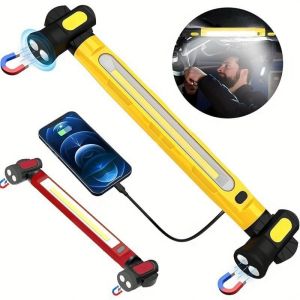 JPTD Rotating ic Base LED Work Light Rechargeable Super Bright ic Work Inspection Lamp Auto Tools Waterproof Under Hood Work Light Bar Car Repairing