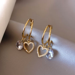 Frascati Bông Tai Hình Trái Tim Đính Đá Zircon Sáng Bóng Cổ Điển Mới Cho Nữ Trang Sức Sang Trọng Cho Nữ Tiệc Cưới Phụ Kiện Thời Trang Hàn Quốc