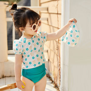 Swimsuit for Baby Girls Rush Guard for Kids Girl Two Pieces Swimwear with Swim Cap for Children Toddler Summer Wears Beach Swimming Outfit for Kid