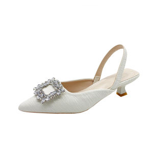 Free Shipping Baotou Sandals New WomenS Style Featuring Delicate Rhinestones A Pointed Toe A Back Strap And A Chunky Heel