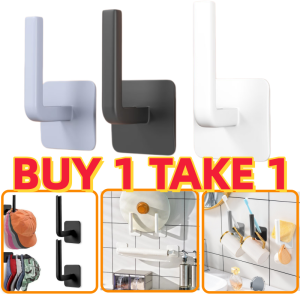 BUY 1 TAKE 1 Non Perforated Hat Rack Wall Hook for Bathroom Towel and Kitchen TowelL-Shape Multi-functional Punch-free Installation Multi Functional Storage Rack Kitchen Drain Rack