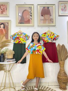 TURUN NAIK DRESS ANAK MOTIF PELANGI