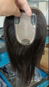 5*8/7*10*8*12-25/30cm Silk Base 100% Human Hair Piece Natural Color Hair Topper Hair Replacement Cover White Hair Breathable And Lightweight Wig Increase Hair Volume For Woman