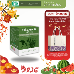 Trà Xanh Sả Hữu Cơ tốt tim mạch ngừa lão hóa dạng 20 túi lọc (Organic Lemongrass and Green Tea 20 teabag)
