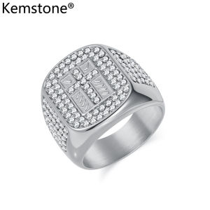 Kemstone Hiphop Titanium Cross Full-Zirconia Mens Ring - Streetwear Jewelry Durable & Hypoallergenic
